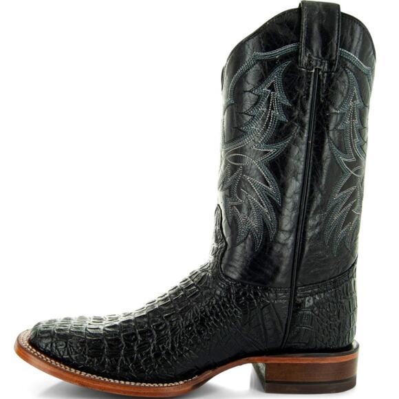 Soto Boots Men's Caiman Belly Print Cowboy Boots H4001 Black 10.5